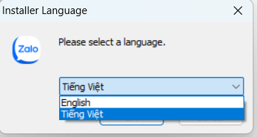 【無料】ベトナムの№１SNS Zaloをパソコンにインストール　言語選択